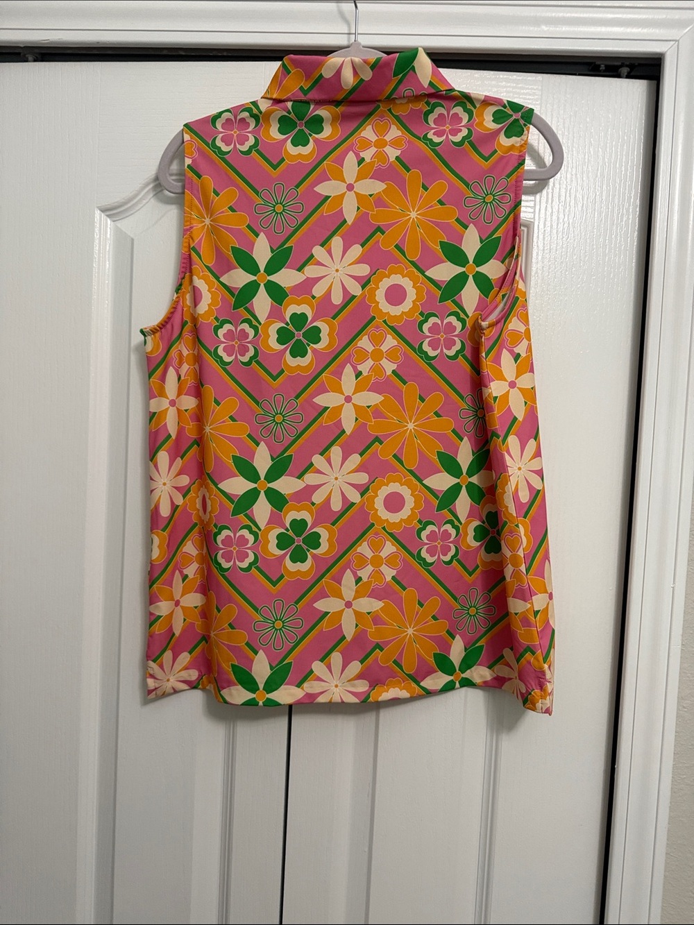 Kenny Flowers Pink Floral Sleeveless Collared Top - Picture 5 of 5